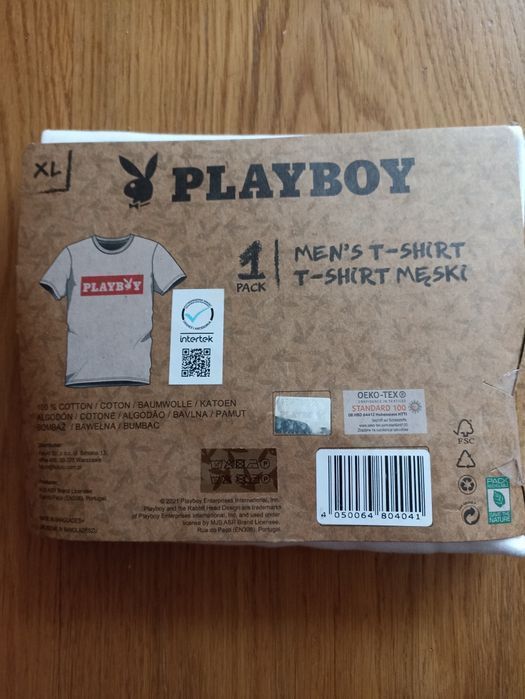 Koszulka t-shirt xl Playboy biała czerwone logo nowa