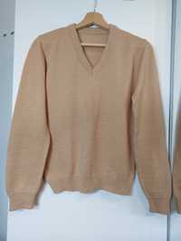 Beżowy sweter Lacoste S brązowy sweter S sweter w serek bluza