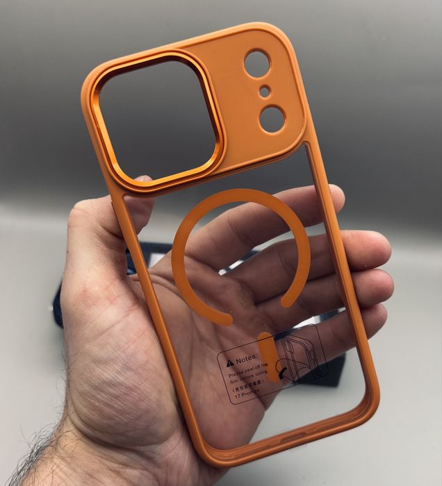 Чехол iPhone 17 Pro Max Orange MagSafe, 17 Pro Blue MagSafe, оранжевый