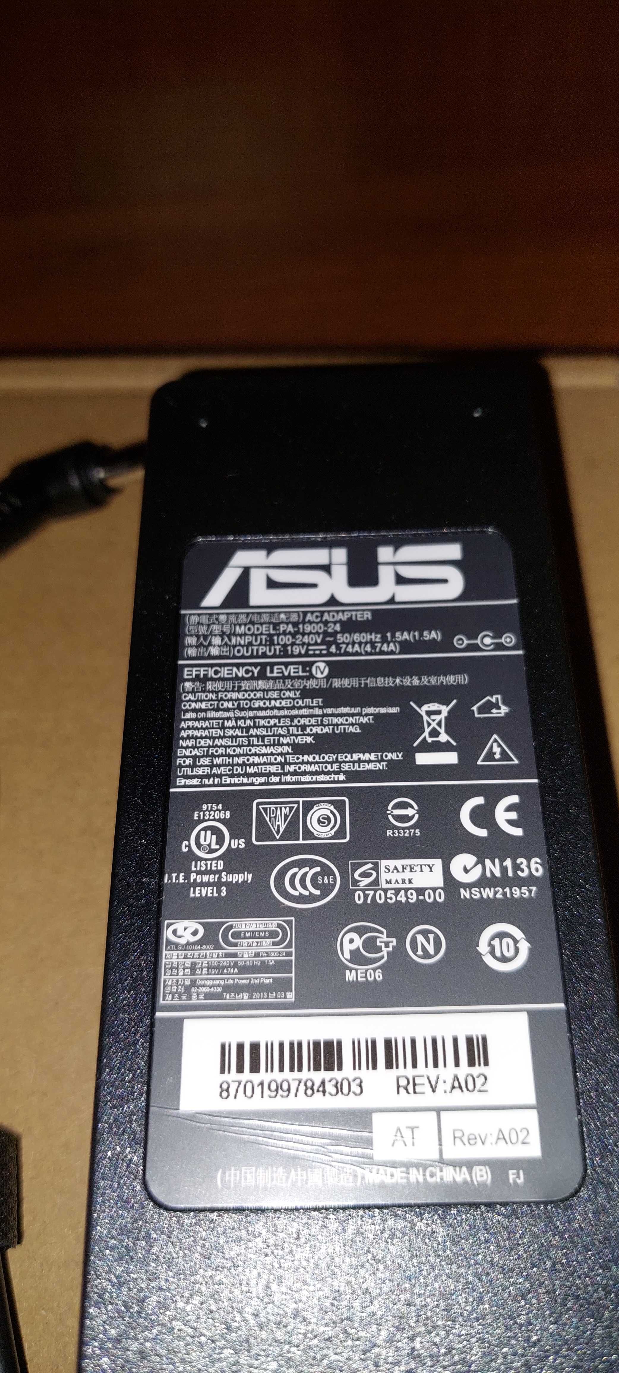 Зарядка  для ноутбука Asus 19v 4.74a 90w 5.5x2.5mm+кабель сетевой 220в