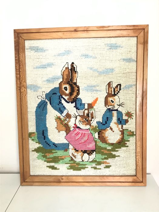 Quadro Ponto Cruz Coelhos