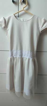 Biała sukienka dziewczęca r. 134-140
