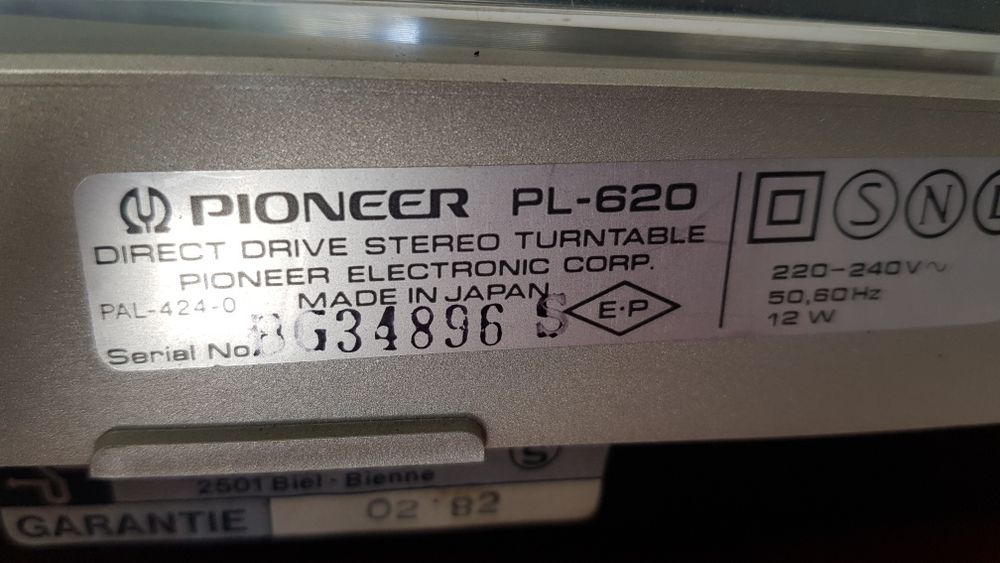 Pioneer PL-620 com cabeca e agulha original.
