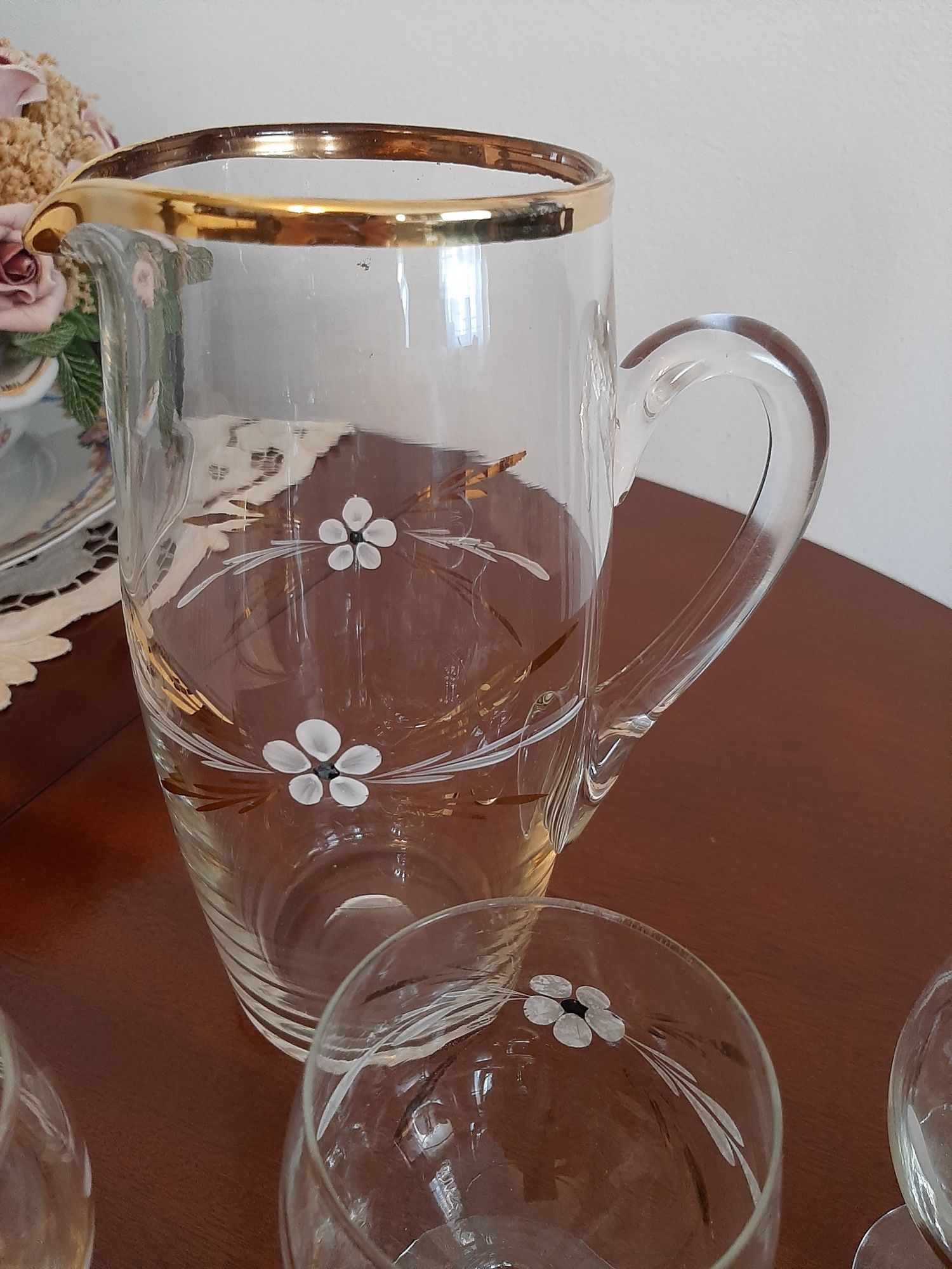 Jarro com 6 copos vintage