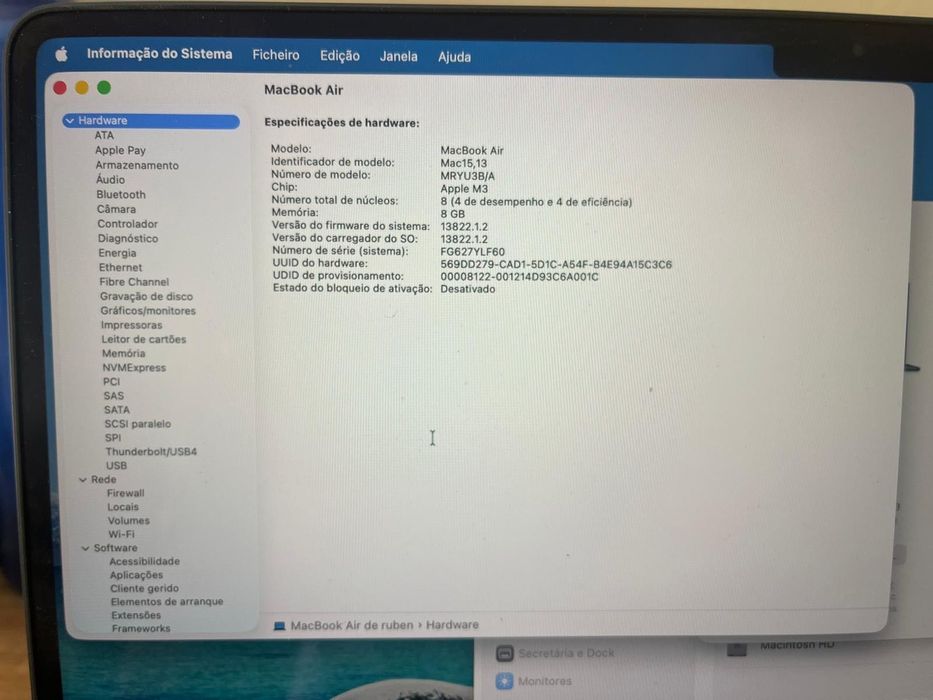 MacBook Air M3 8gb 256gb ssd quase novo sem riscos e mazelas, na caixa