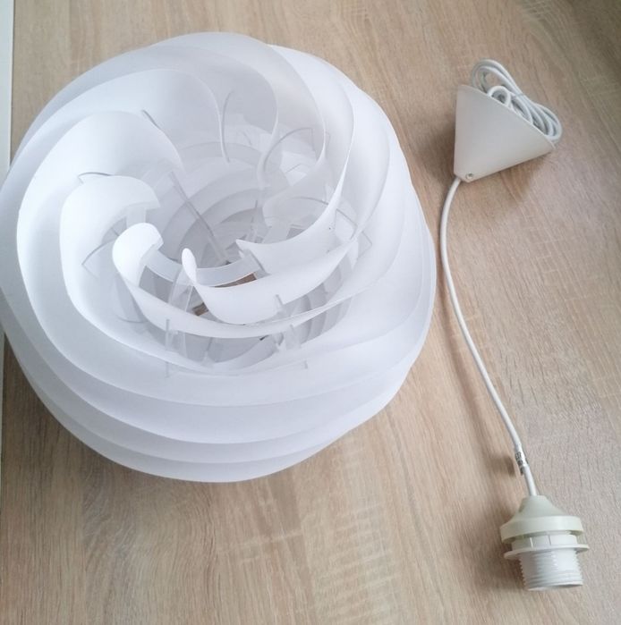 Lampa sufitowa biała kula żyrandol, średnica 30cm wisząca