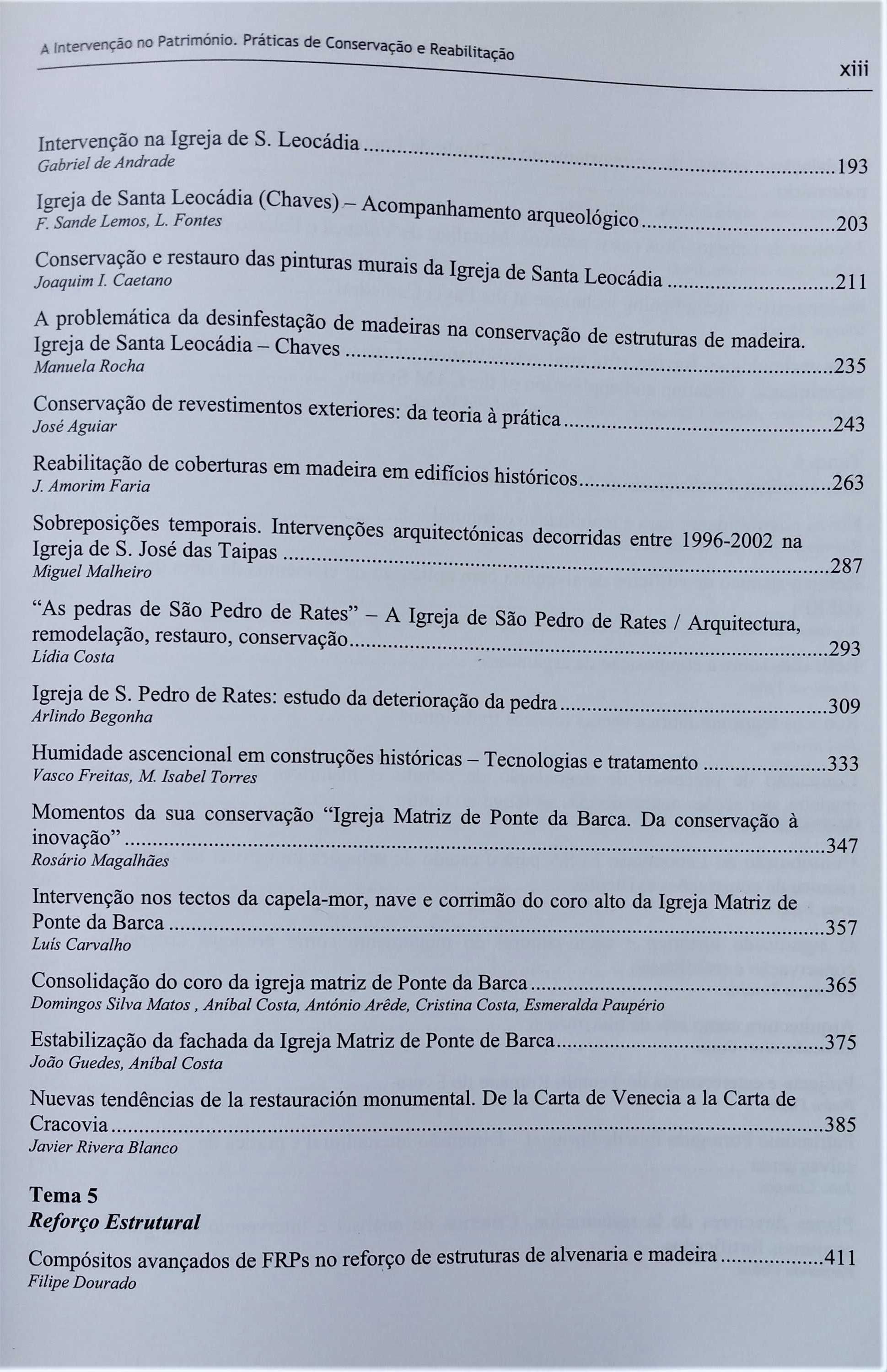 A Intervenção no Património/Práticas de Conservação e Reabilitação