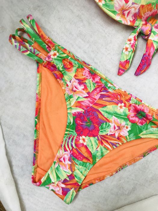 Купальник M L оранжевый в цветочный принт