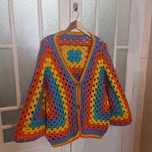 Casaco / Cardigan Oversize multicolorido crochet