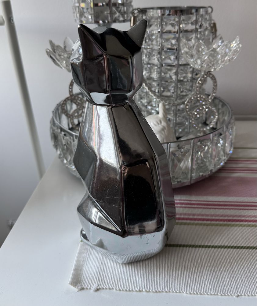 Figurka kot home&you srebrna