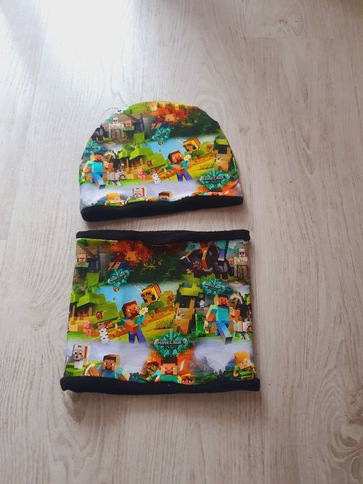 Czapka I komin zimowy na polarze Minecraft każdy rozmiar