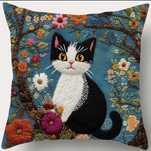 Capa de Almofada Gato Preto e Branco