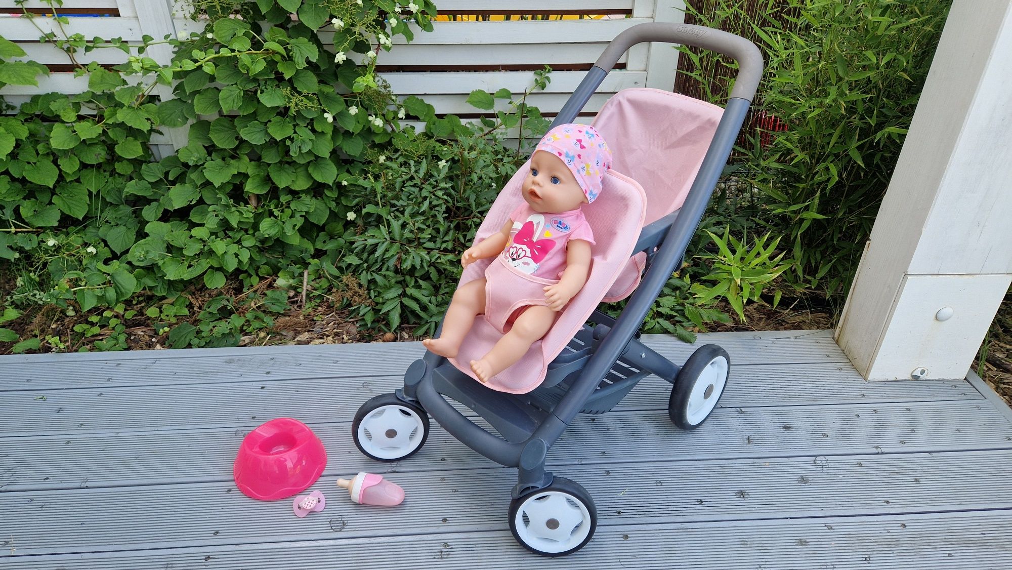 Lalka Baby Born z dodatkiam + Wózek podwójny Smoby