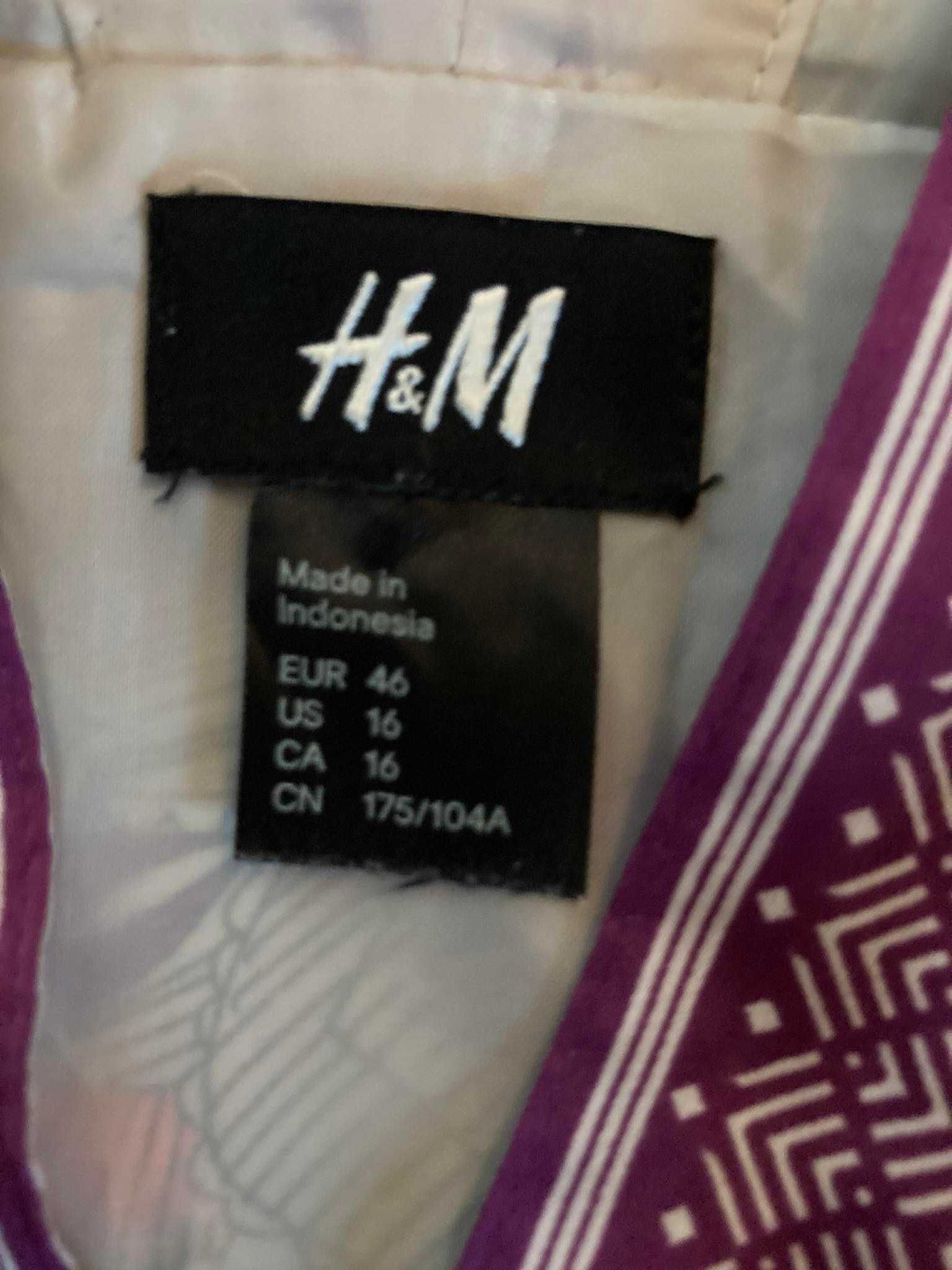 Sukienka H&M, r. XL 46, pawie pióra, dekolt
