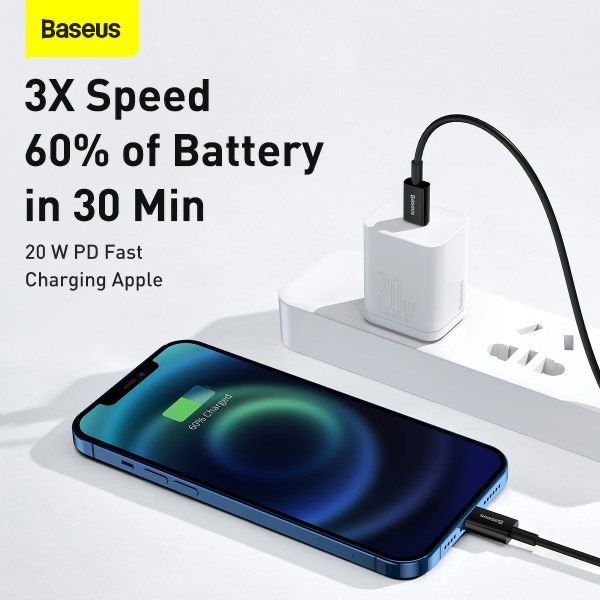 Кабель Baseus с чипом Type-C to iPhone PD20W / 100см Быстрая Зарядка