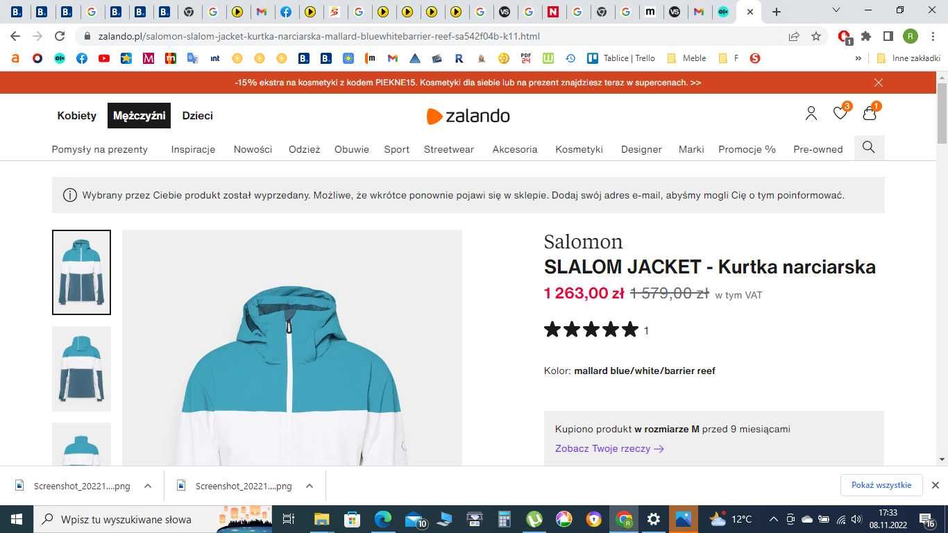kurtka Salomon Jacket Slalom M nowa na gwarancji Primaloft 20.000 memb