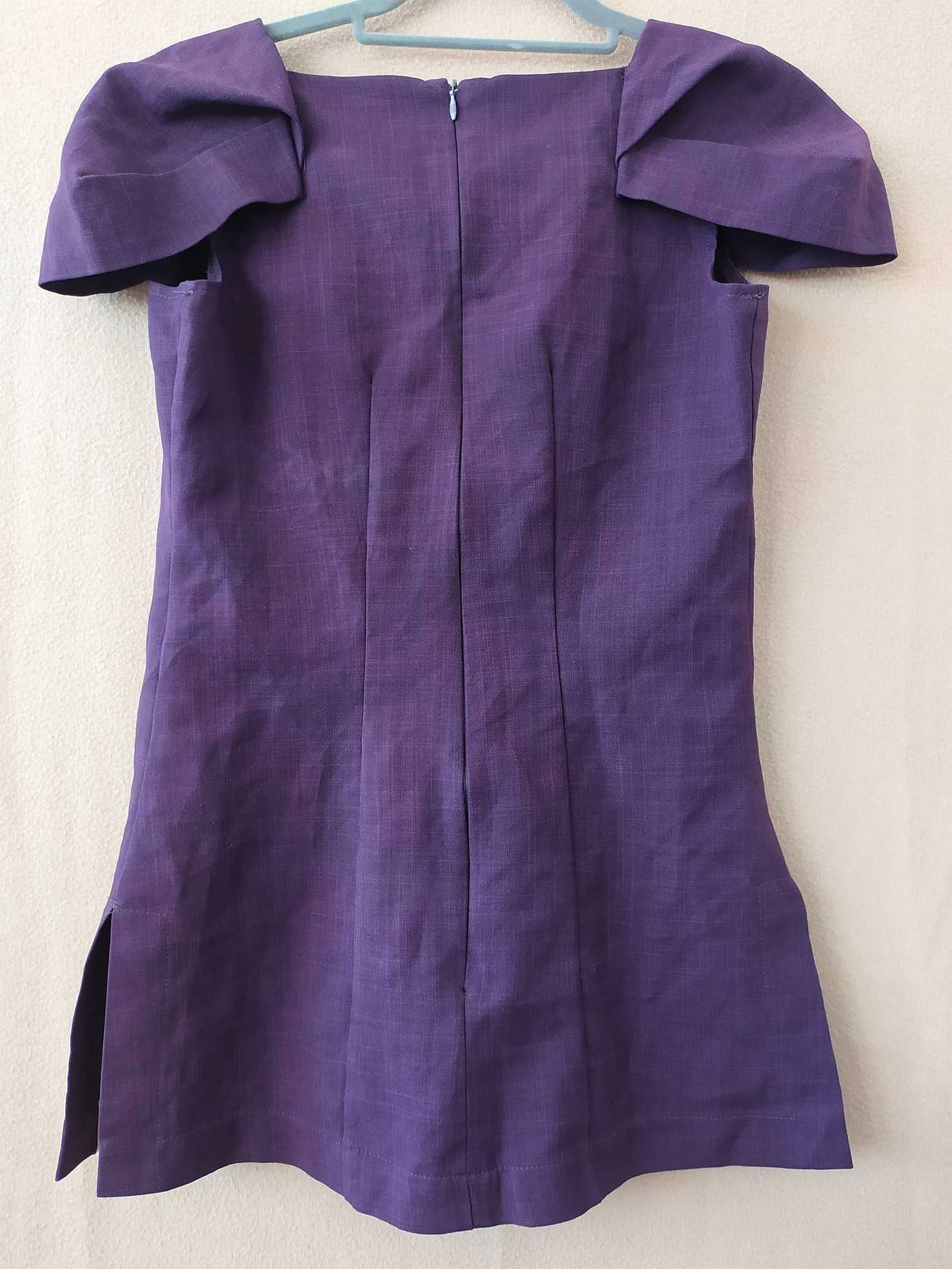 Elegancka tunika z bufkami Florence Roby uniform rozm. 8 fioletowa