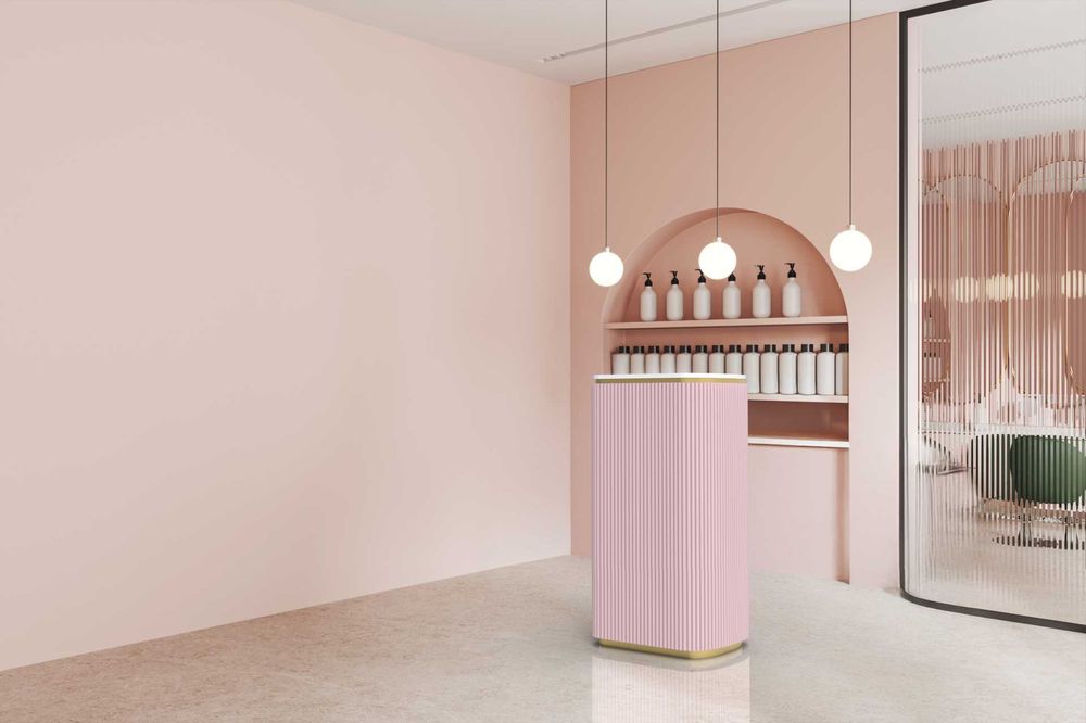 Lada recepcyjna Recepcja Lamele Różowa Złota 60cm