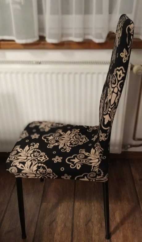 Pokrowce na krzesła wzorzyste zestaw komplet 4 sztuki elastyczne