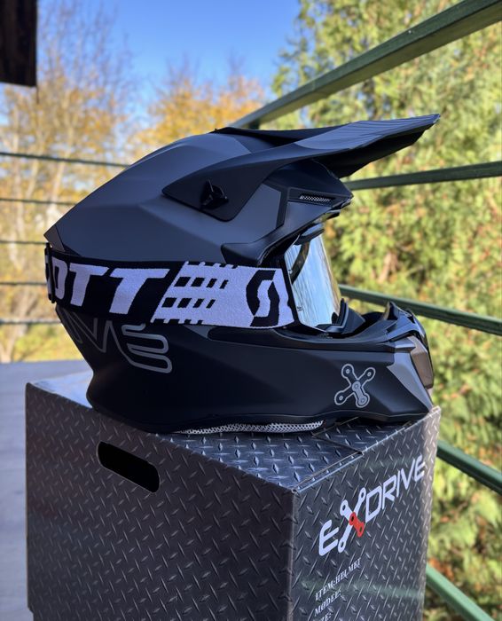 Мото Шолом кросовий Enduro Exdrive FOX MT LS2 чорний сірий якісний orz