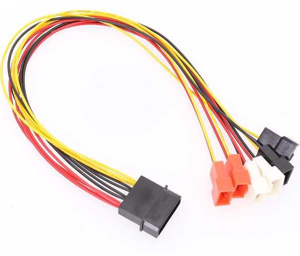 Переходник для кулера MOLEX -> 6шт 3/4 30 см фанхаб  pin hub CASE FAN