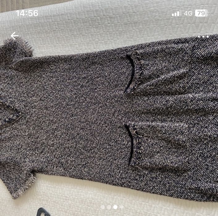 Vestido preto/cinza rato e dourado