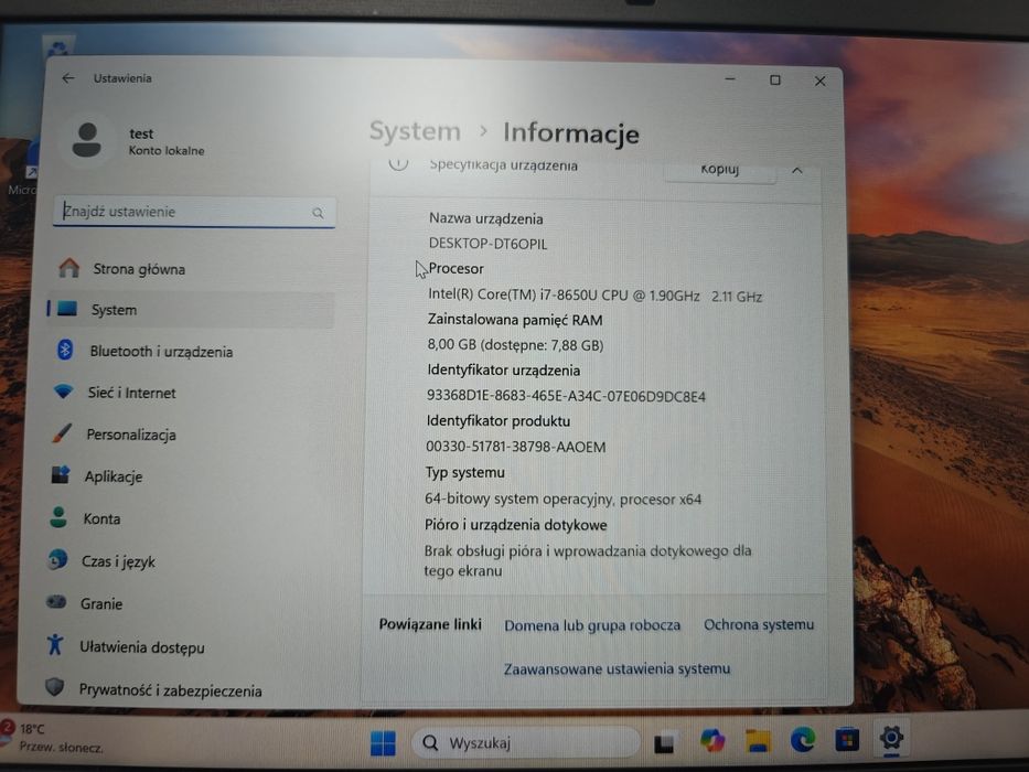 Profesjonalny Dell Latitude 13" 7390 i7-8650U 8GB 256SSD FHD Win11 PRO