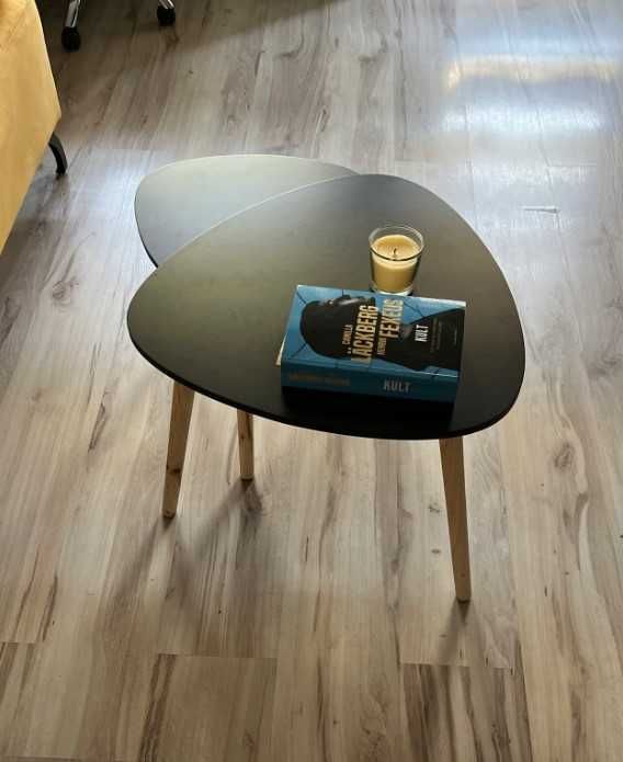 Podwójny czarny stolik stół kawowy do salonu