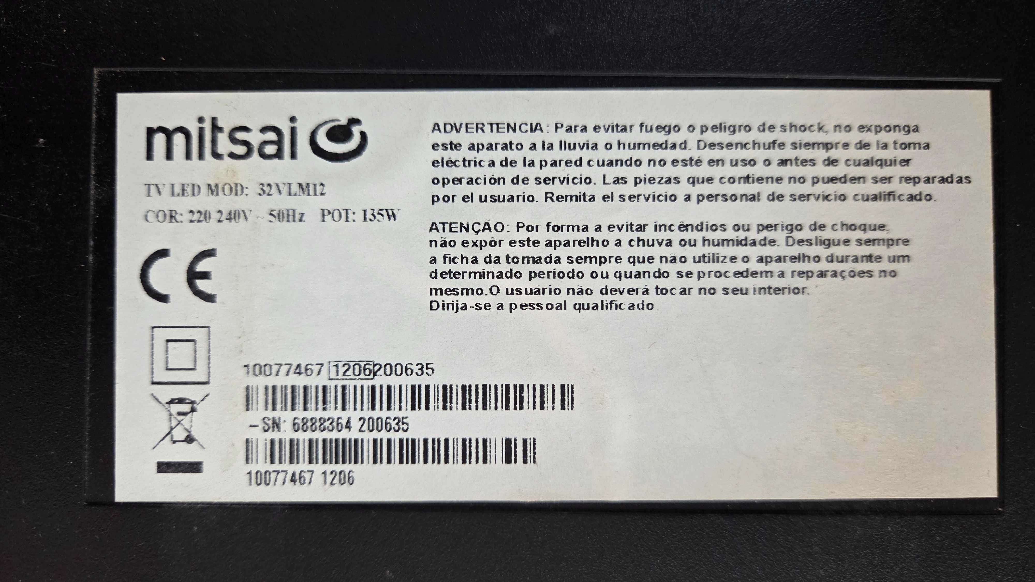 Televisão MITSAI 32" com avaria