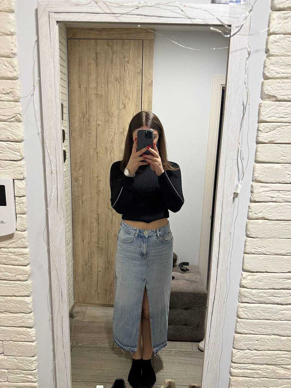 Джинсова спідниця міді Pull&Bear
