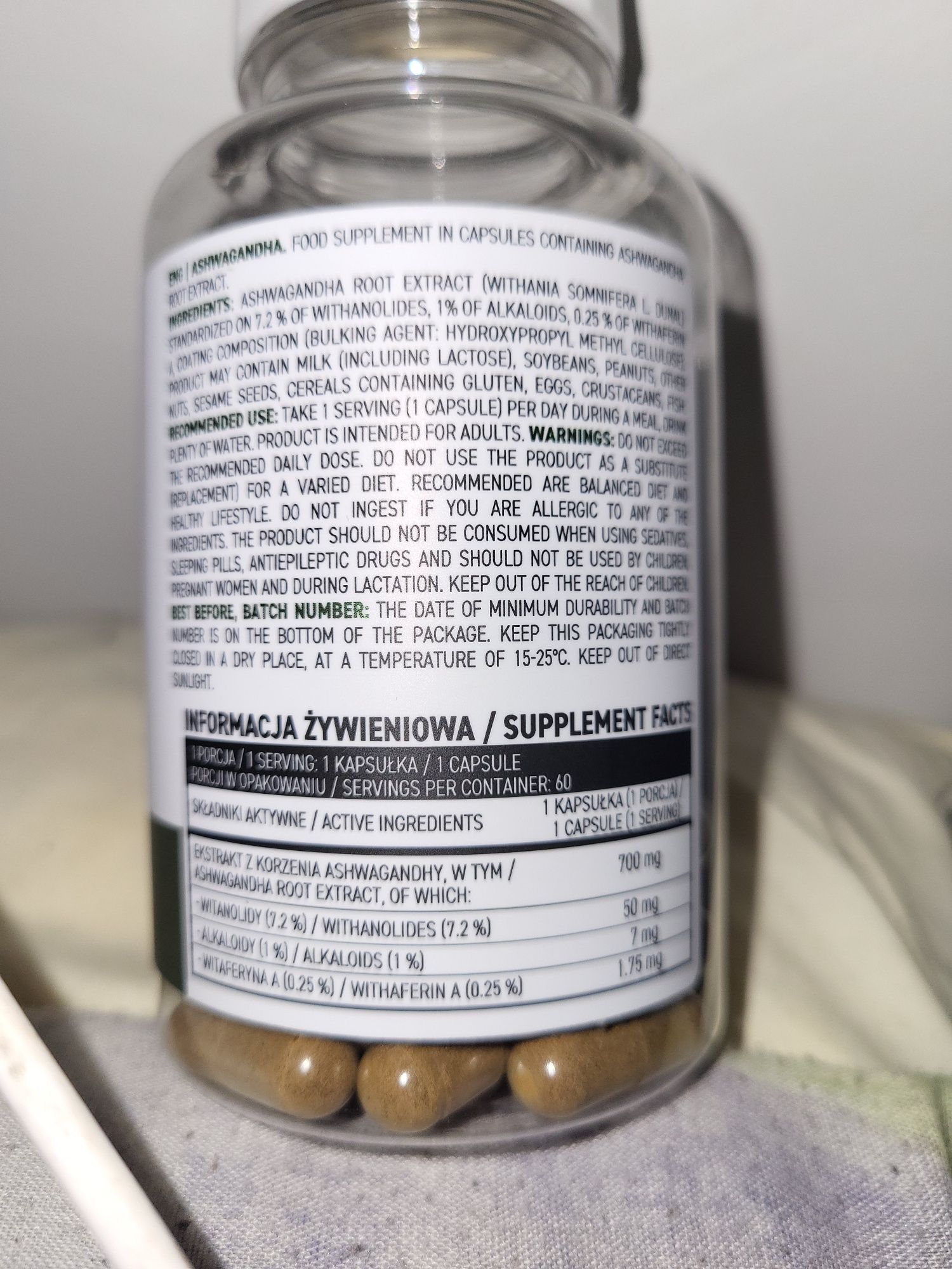 Ashwagandha ostrovit 50 mg witanolidów w jednej porcji-1 kapsułka