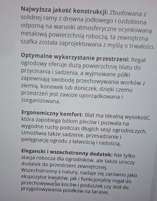 Szafka regał COSTWAY 120x87x45cm. Drewno. Stół ogrodowy do kwiatków