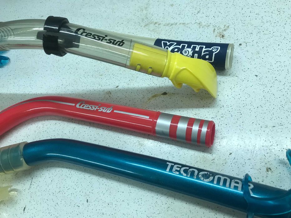 TUBOS e MASCARAS SNORKEL MERGULHO CAÇA SUB