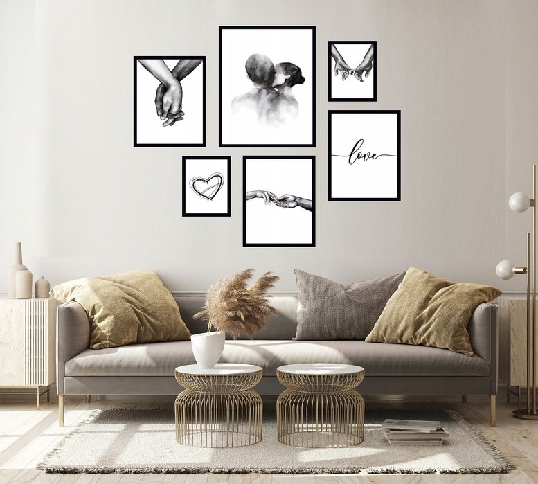 6x obrazy w ramie plakaty ramka RĘCE DŁONIE MIŁOŚĆ