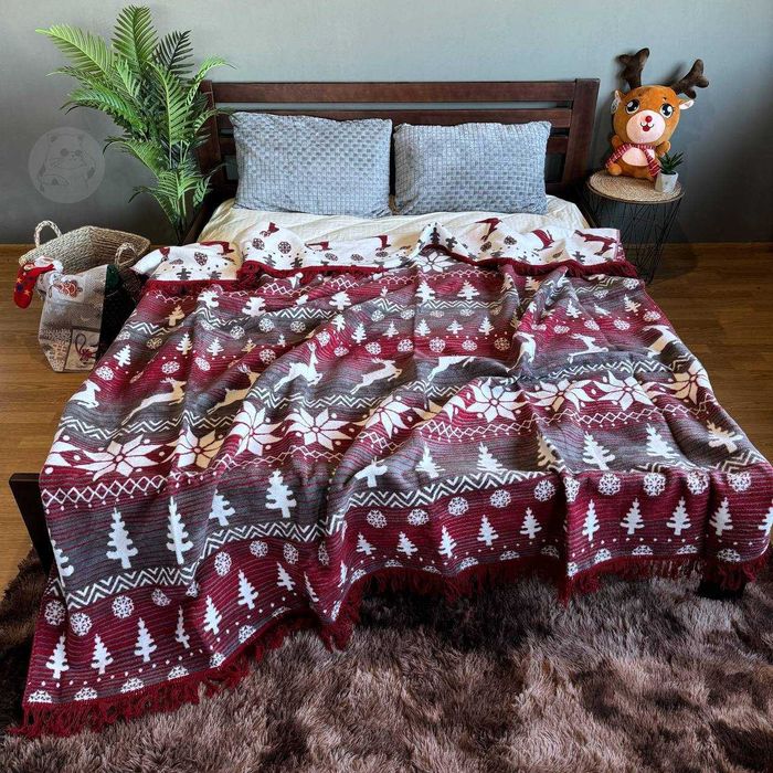 Новорічний плед євро Bridge Двостороннє покривало новорічне 200х220 см