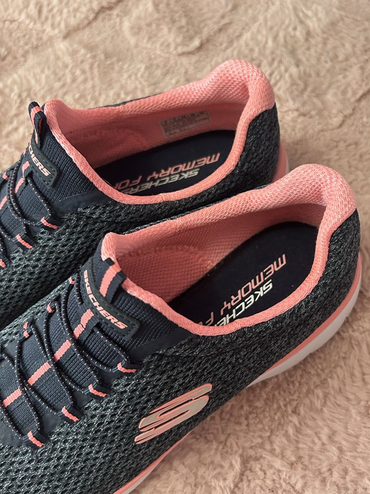 Buty sportowe Skechers memory foam neon na fitness do biegania