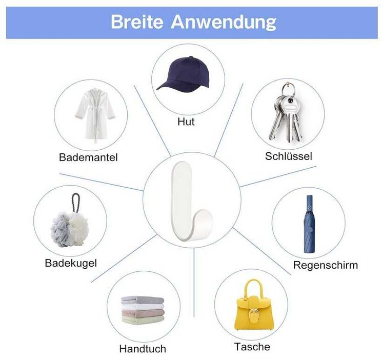 Haczyki samoprzylepne 17 sztuk białe AOROPS