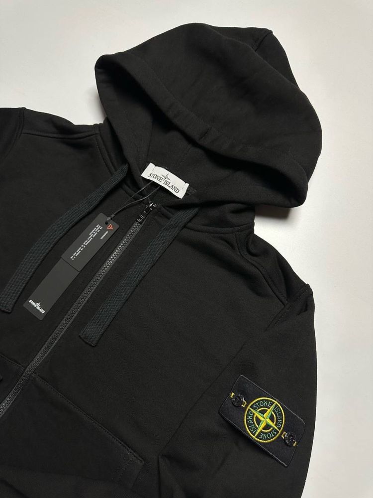 Чорний Зіп Худі Stone Island | Кофта Стон Айленд | Світшот Стонік