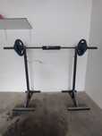 Conjunto rack + barra olímpica + bumpers
