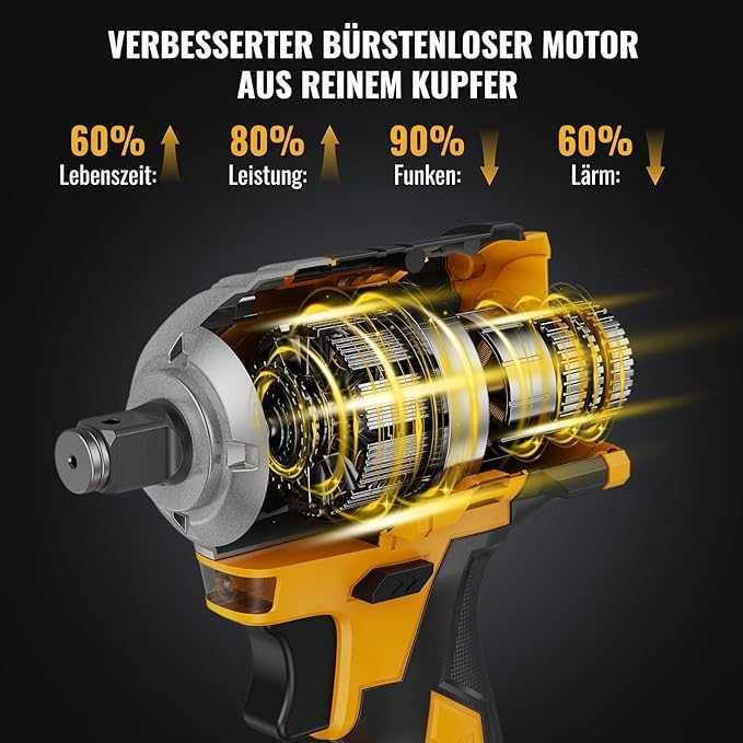 Klucz Udarowy Akumulatorowy 680 Nm, 21 V z Baterią 4000 mAh