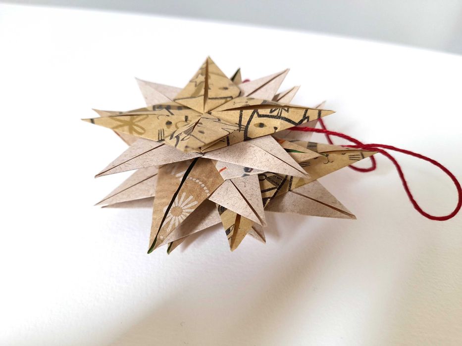 Enfeites para árvore de Natal, estrelas de oito pontas, decoração