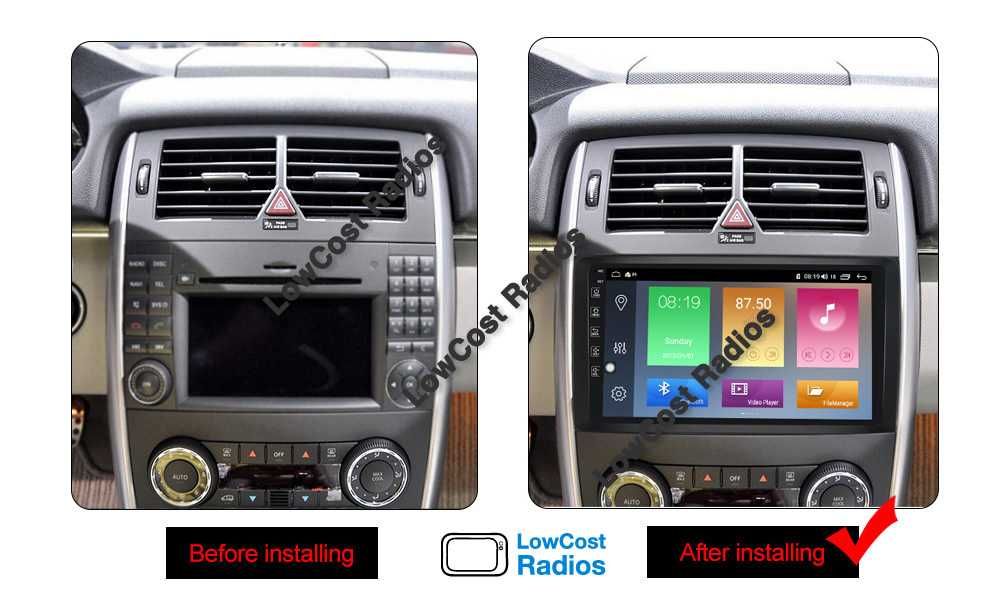Rádio GPS 9'' Mercedes Benz Classe A e B, Viano, Sprinter — Android 13