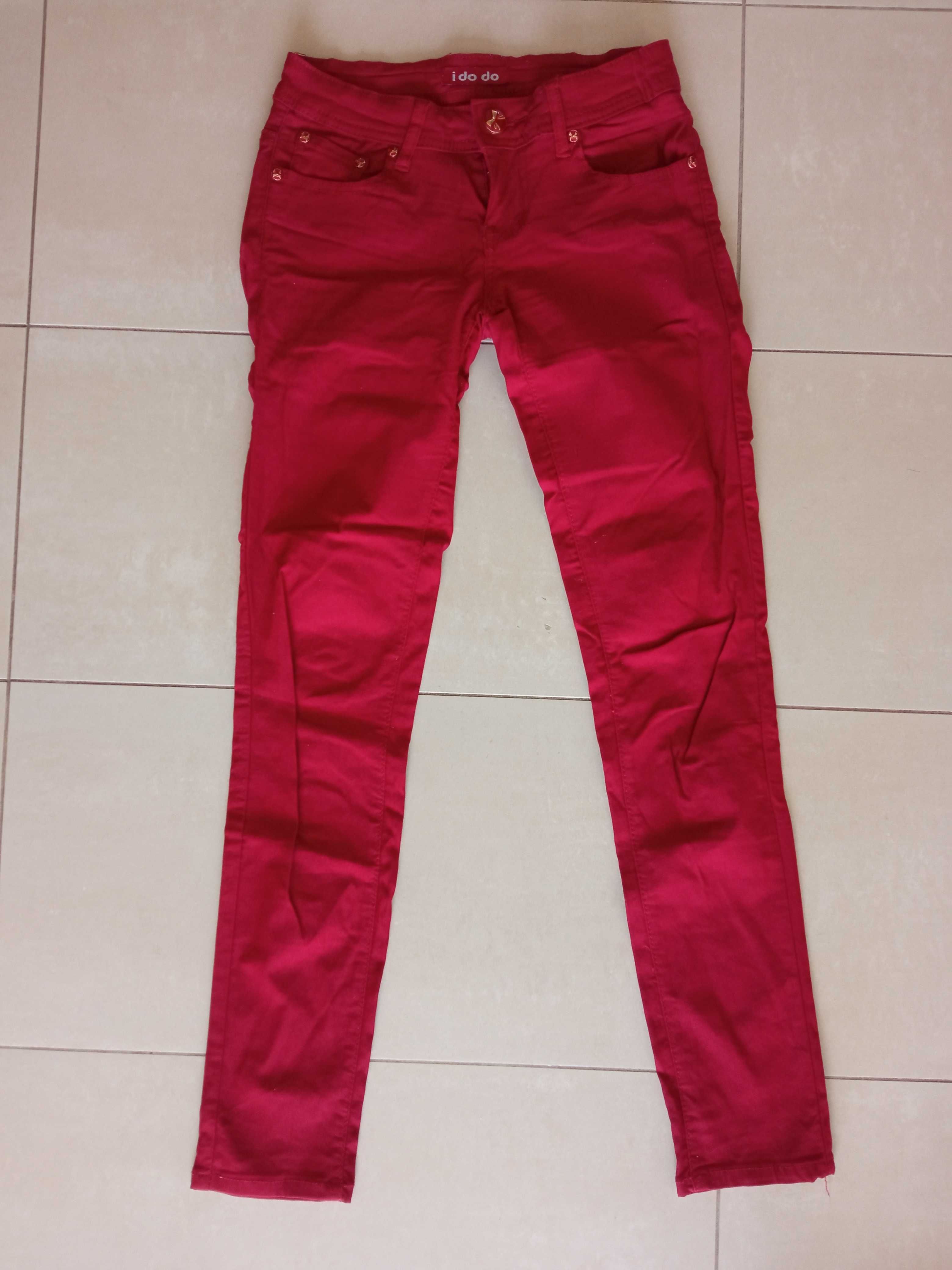 Damskie spodnie czerwone rurki I do do 36 S 34 XS elastyczne