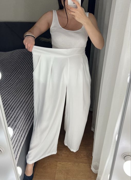 20 розмір широкі палаццо батал 54 штани білі брюки висока посадка