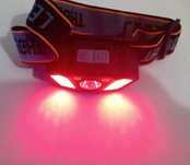 LED - налобный фонарь с датчиком движения, красный свет, 5 режима
