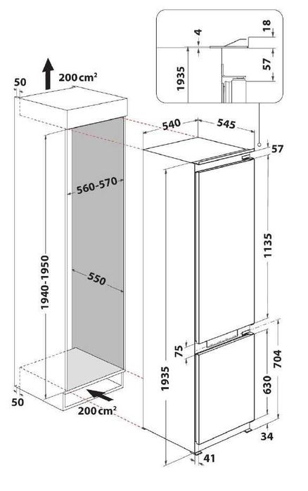 Вбудований холодильник Whirlpool WHC20 T352