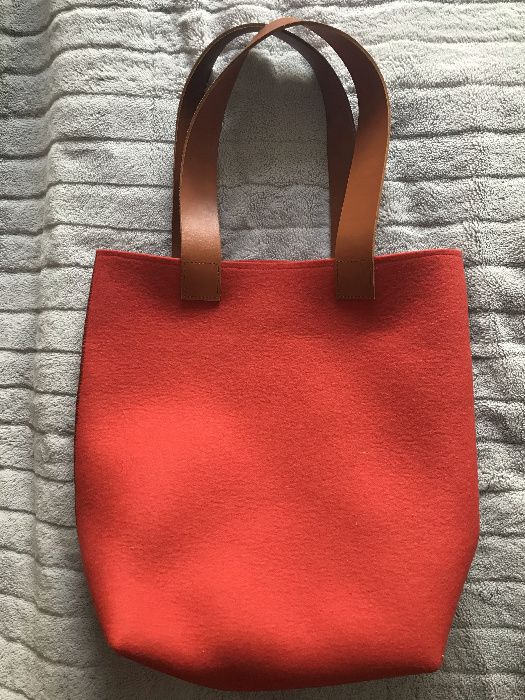 Marmollada shopper torba filcowa z filcu KORALOWA czerwona shopperka