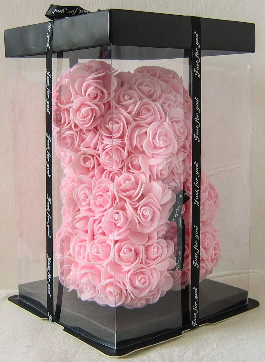 Piękny Miś 25 cm z Róż Śliczny Prezent Urodziny Imieniny Romantyczny