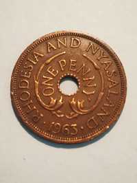 Moeda de 1 Penny 1963 da Rhodesia e Nyasaland