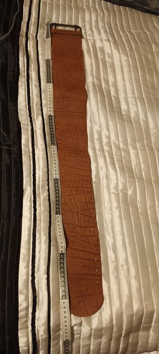 Pasek brązowy skórzany szeroki 10 cm